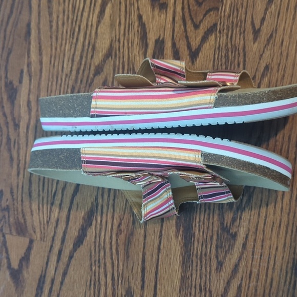 ONCAI stripe comfort cork footbed 2 strap Vacation slip on sandals sz 9 - Picture 5 of 10